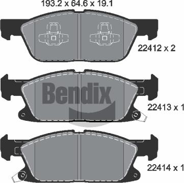 BENDIX Braking BPD1411 - Kit de plaquettes de frein, frein à disque cwaw.fr