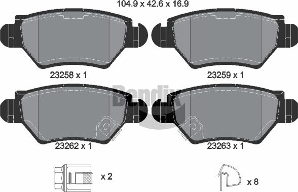 BENDIX Braking BPD1418 - Kit de plaquettes de frein, frein à disque cwaw.fr