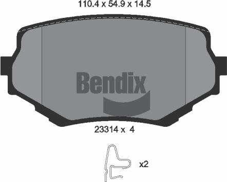 BENDIX Braking BPD1412 - Kit de plaquettes de frein, frein à disque cwaw.fr