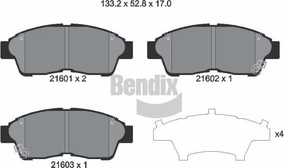 BENDIX Braking BPD1486 - Kit de plaquettes de frein, frein à disque cwaw.fr