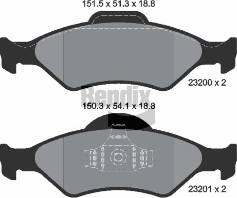 BENDIX Braking BPD1481 - Kit de plaquettes de frein, frein à disque cwaw.fr