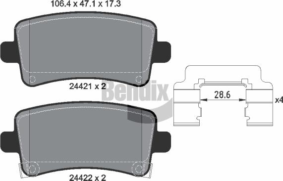 BENDIX Braking BPD1439 - Kit de plaquettes de frein, frein à disque cwaw.fr