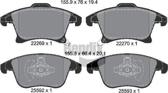 BENDIX Braking BPD1435 - Kit de plaquettes de frein, frein à disque cwaw.fr