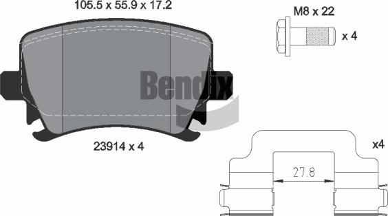 BENDIX Braking BPD1436 - Kit de plaquettes de frein, frein à disque cwaw.fr