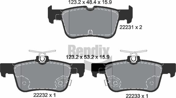 BENDIX Braking BPD1438 - Kit de plaquettes de frein, frein à disque cwaw.fr