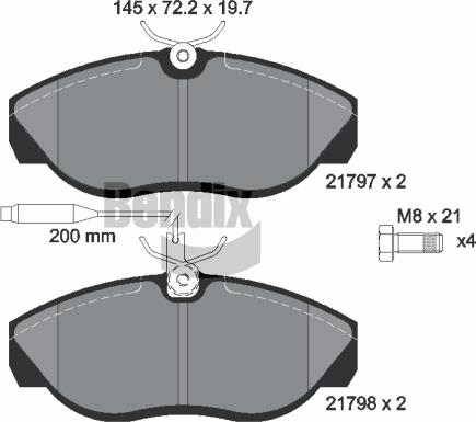 BENDIX Braking BPD1424 - Kit de plaquettes de frein, frein à disque cwaw.fr