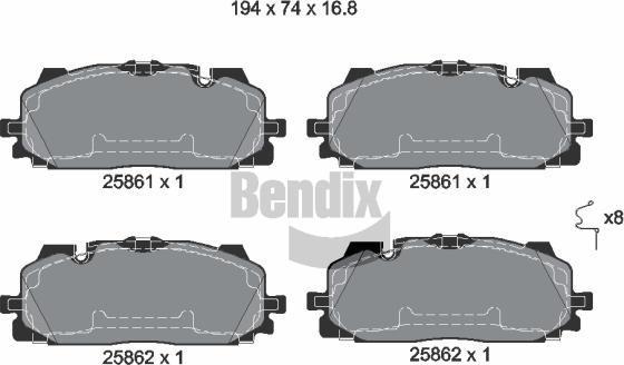 BENDIX Braking BPD1427 - Kit de plaquettes de frein, frein à disque cwaw.fr