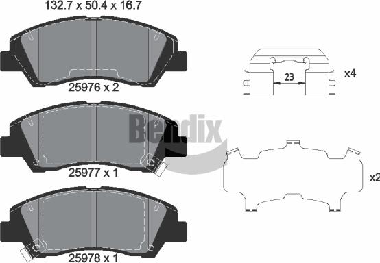 BENDIX Braking BPD1476 - Kit de plaquettes de frein, frein à disque cwaw.fr