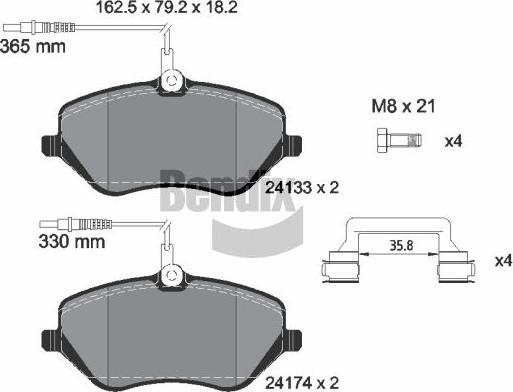 BENDIX Braking BPD1471 - Kit de plaquettes de frein, frein à disque cwaw.fr