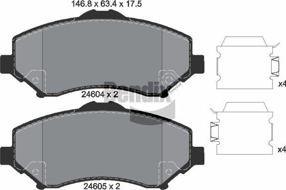 BENDIX Braking BPD1473 - Kit de plaquettes de frein, frein à disque cwaw.fr