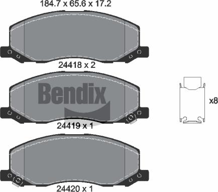 BENDIX Braking BPD1599 - Kit de plaquettes de frein, frein à disque cwaw.fr