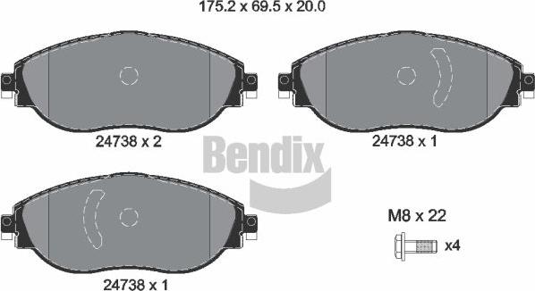 BENDIX Braking BPD1598 - Kit de plaquettes de frein, frein à disque cwaw.fr