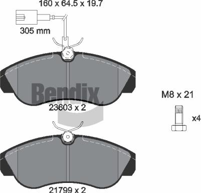 BENDIX Braking BPD1541 - Kit de plaquettes de frein, frein à disque cwaw.fr