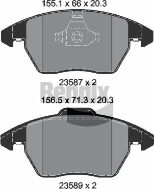 BENDIX Braking BPD1555 - Kit de plaquettes de frein, frein à disque cwaw.fr