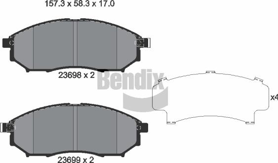 BENDIX Braking BPD1552 - Kit de plaquettes de frein, frein à disque cwaw.fr