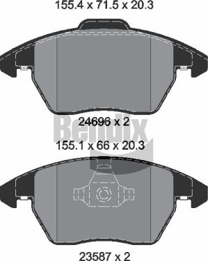 BENDIX Braking BPD1557 - Kit de plaquettes de frein, frein à disque cwaw.fr