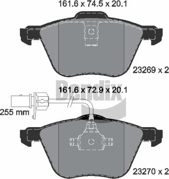 BENDIX Braking BPD1569 - Kit de plaquettes de frein, frein à disque cwaw.fr