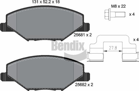 BENDIX Braking BPD1565 - Kit de plaquettes de frein, frein à disque cwaw.fr