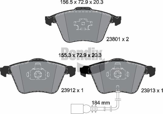 BENDIX Braking BPD1561 - Kit de plaquettes de frein, frein à disque cwaw.fr