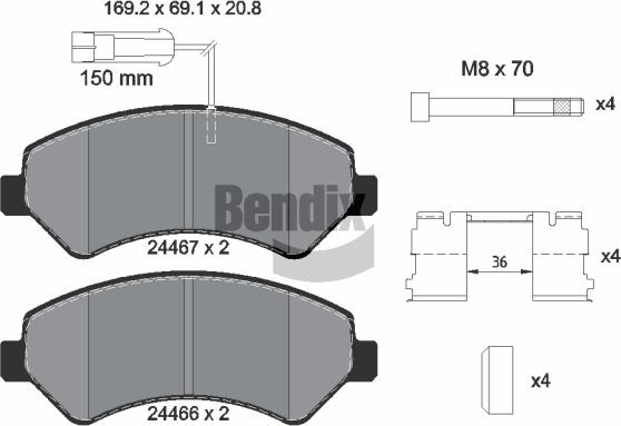 BENDIX Braking BPD1567 - Kit de plaquettes de frein, frein à disque cwaw.fr