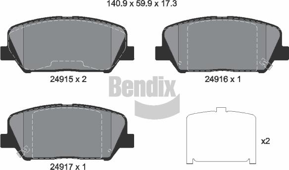 BENDIX Braking BPD1501 - Kit de plaquettes de frein, frein à disque cwaw.fr