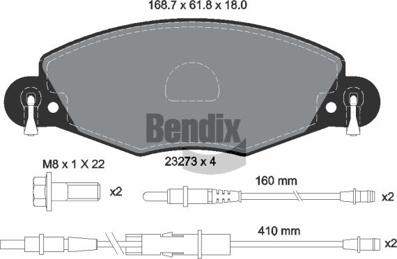 BENDIX Braking BPD1503 - Kit de plaquettes de frein, frein à disque cwaw.fr