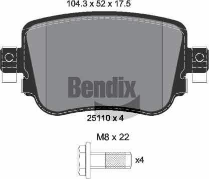 BENDIX Braking BPD1511 - Kit de plaquettes de frein, frein à disque cwaw.fr