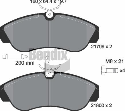 BENDIX Braking BPD1518 - Kit de plaquettes de frein, frein à disque cwaw.fr