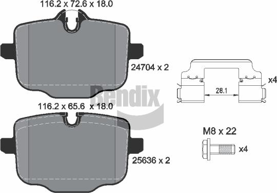 BENDIX Braking BPD1585 - Kit de plaquettes de frein, frein à disque cwaw.fr