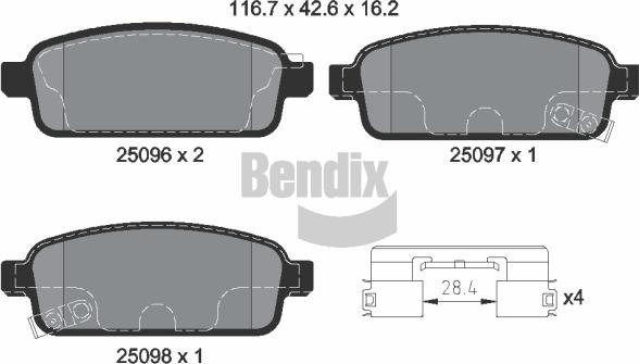 BENDIX Braking BPD1586 - Kit de plaquettes de frein, frein à disque cwaw.fr