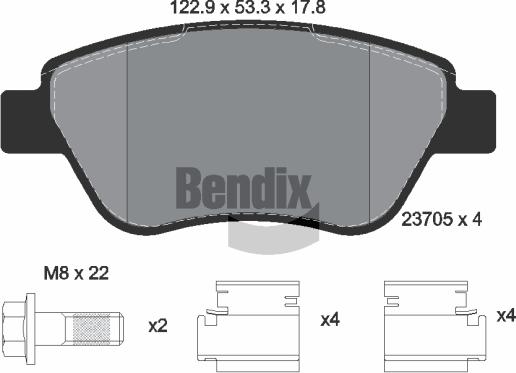 BENDIX Braking BPD1588 - Kit de plaquettes de frein, frein à disque cwaw.fr