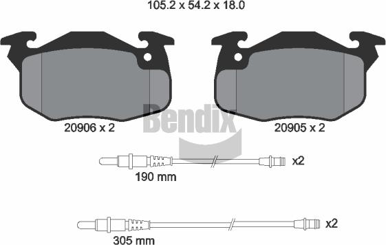 BENDIX Braking BPD1536 - Kit de plaquettes de frein, frein à disque cwaw.fr