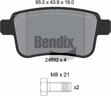 BENDIX Braking BPD1532 - Kit de plaquettes de frein, frein à disque cwaw.fr