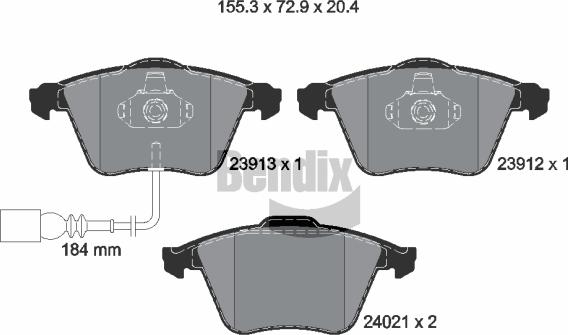 BENDIX Braking BPD1537 - Kit de plaquettes de frein, frein à disque cwaw.fr