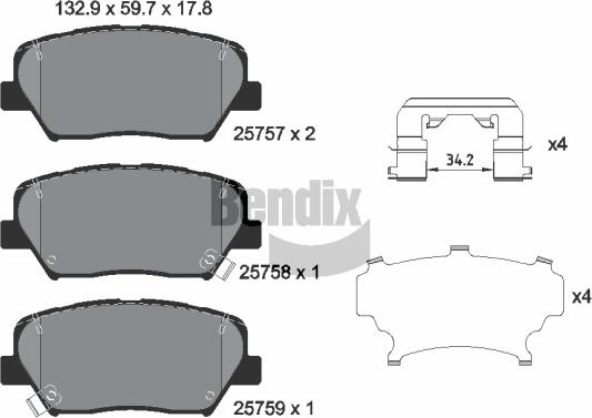 BENDIX Braking BPD1524 - Kit de plaquettes de frein, frein à disque cwaw.fr