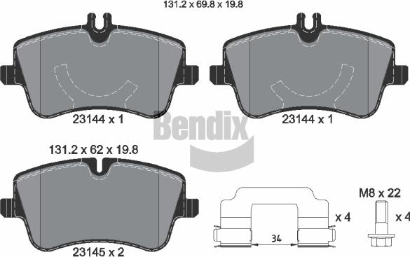 BENDIX Braking BPD1520 - Kit de plaquettes de frein, frein à disque cwaw.fr