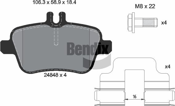 BENDIX Braking BPD1576 - Kit de plaquettes de frein, frein à disque cwaw.fr