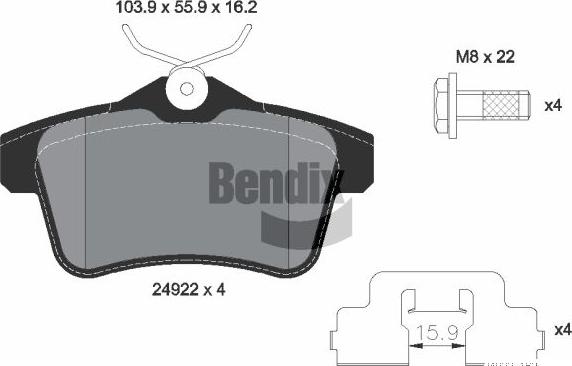 BENDIX Braking BPD1572 - Kit de plaquettes de frein, frein à disque cwaw.fr