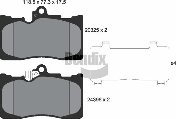 BENDIX Braking BPD1694 - Kit de plaquettes de frein, frein à disque cwaw.fr