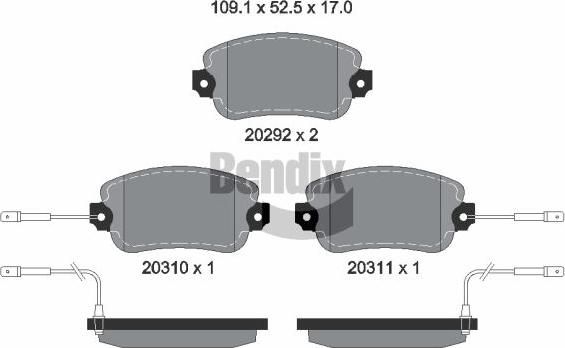 BENDIX Braking BPD1693 - Kit de plaquettes de frein, frein à disque cwaw.fr