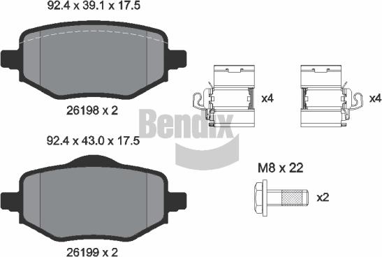 BENDIX Braking BPD1653 - Kit de plaquettes de frein, frein à disque cwaw.fr