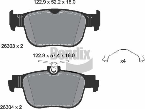 BENDIX Braking BPD1652 - Kit de plaquettes de frein, frein à disque cwaw.fr