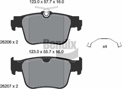 BENDIX Braking BPD1664 - Kit de plaquettes de frein, frein à disque cwaw.fr