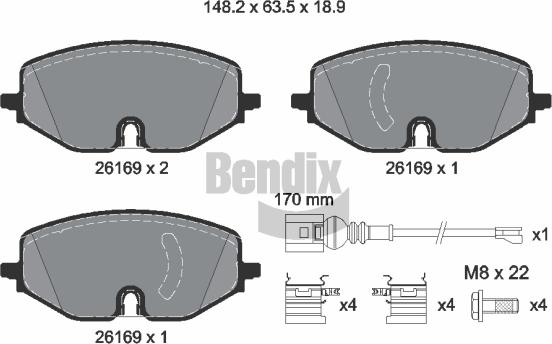 BENDIX Braking BPD1660 - Kit de plaquettes de frein, frein à disque cwaw.fr