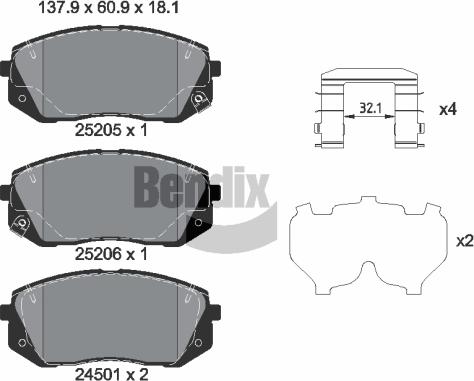 BENDIX Braking BPD1605 - Kit de plaquettes de frein, frein à disque cwaw.fr