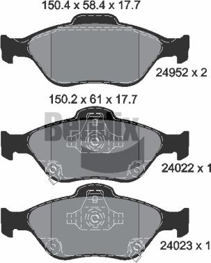 BENDIX Braking BPD1608 - Kit de plaquettes de frein, frein à disque cwaw.fr