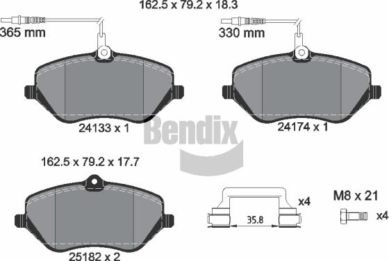 BENDIX Braking BPD1603 - Kit de plaquettes de frein, frein à disque cwaw.fr