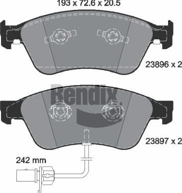 BENDIX Braking BPD1612 - Kit de plaquettes de frein, frein à disque cwaw.fr