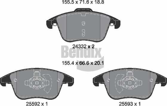 BENDIX Braking BPD1633 - Kit de plaquettes de frein, frein à disque cwaw.fr