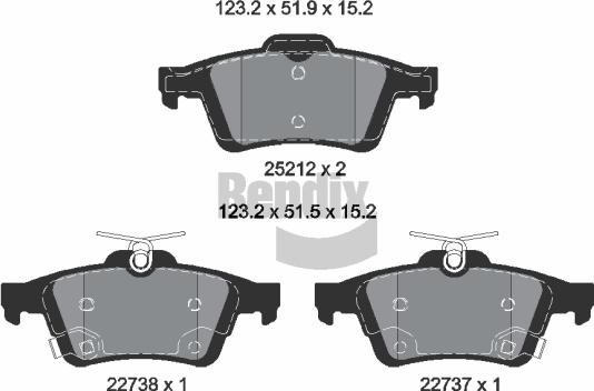 BENDIX Braking BPD1626 - Kit de plaquettes de frein, frein à disque cwaw.fr